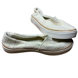 TOMS Earthwise Platform Alpargata Slip-Ons Herringbone White Cream W7.5